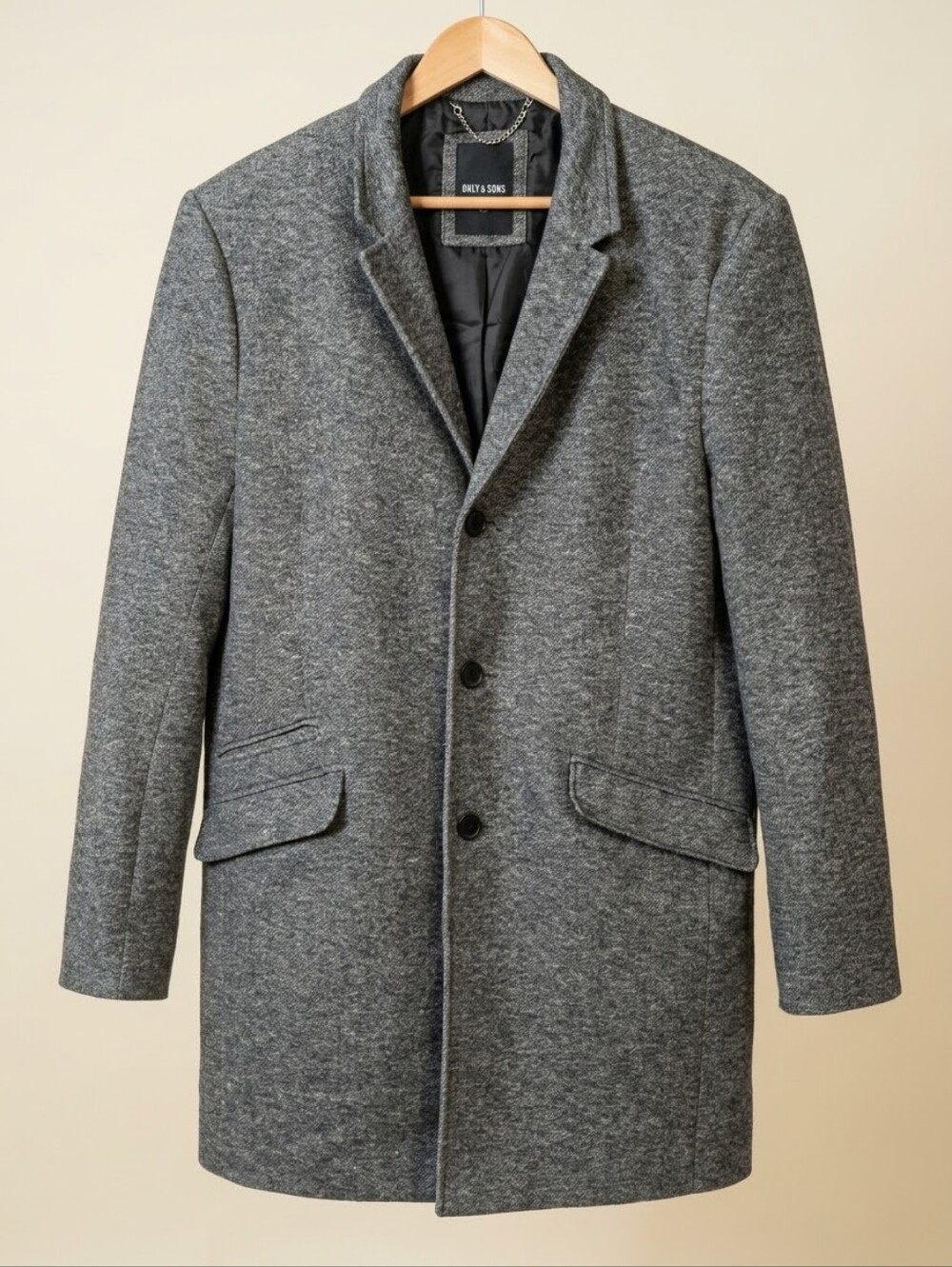 ONLY & SONS Grey Single-Breasted Pea Coat